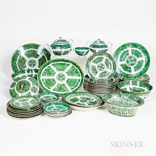 Group of Green Fitzhugh Porcelain Items