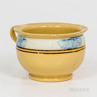 Mocha-decorated Yellowware Pottery Chamber Pot