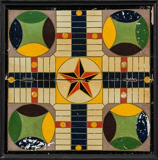 Framed Painted Parcheesi Board