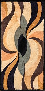 Large Framed Contemporary Abstract Hooked Rug
