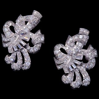 PAIR OF DIAMOND DOUBLE CLIP BROOCHES