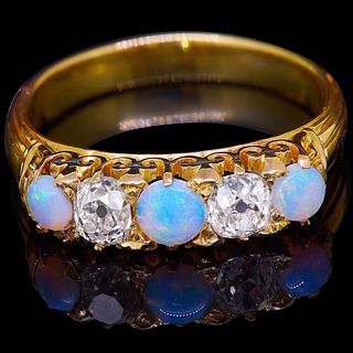 OPAL AND DIAMOND 5-STONE RING