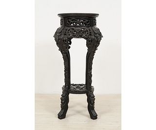 ASIAN MARBLE TOP PLANT STAND