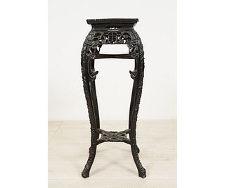 ASIAN SQUARE MARBLE TOP PLANT STAND