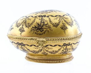 French Le Tallec Porcelain Egg Shaped Box