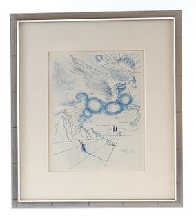 Dali, "Pegasus in Flight with Angel" Etching