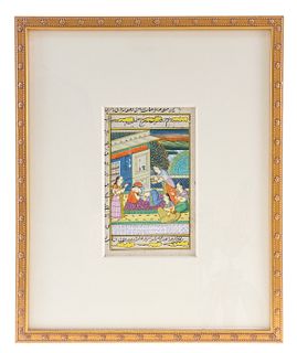 Mughal Miniature of Courtly Lady and Attendants