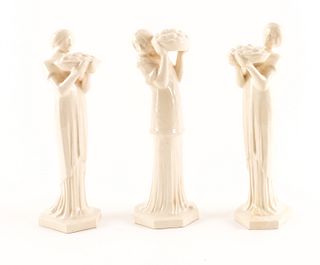 3 Jeanne Jozon Art Deco Ceramic Sculptures