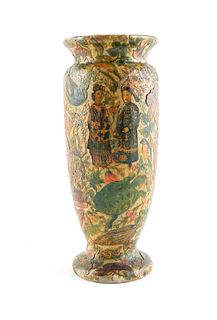 Antique Ceramic Vase with Decoupage
