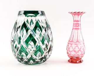 2 Cut to Clear Cut Glass Vases