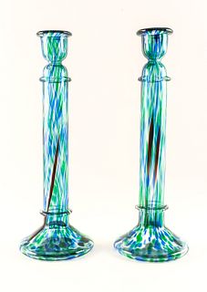 Pair of Venetian Glass Vases / Candlesticks