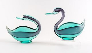 Pair of Archimede Seguso Art Glass Ducks