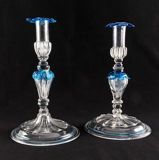 Pair of Venetian Glass Candlesticks