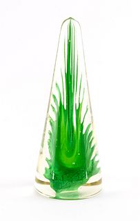 Venini Glass Obelisk - Clear and Green