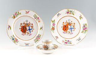 3 Pieces of Chinese Armorial Export Porcelain