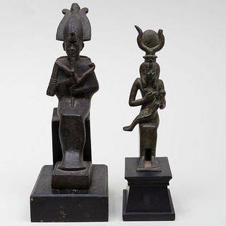 Egyptian Bronze Statue of Osiris, Together with an Egyptian Bronze Figure of Isis and Horus