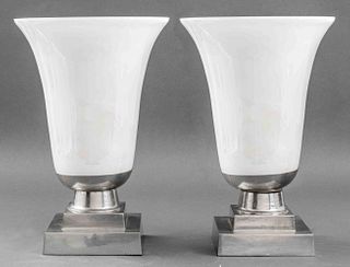Vincent Garnier Paris Opalescent Table Lamps, Pair