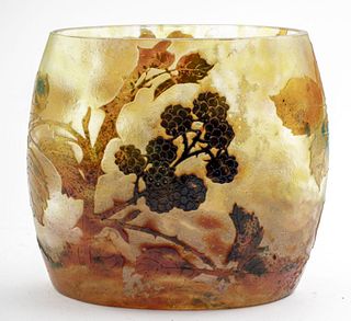 Daum Nancy Blackberry Art Glass Vase