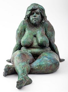 Maher Modern Sitting Female Nude Bronze Sculpture