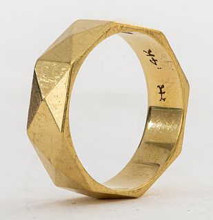 Mid-Century Modern 14K Yellow Gold Geometric Ring