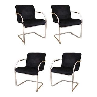 Cassina Modern Chromed Metal Dining Chairs, 4