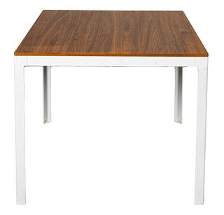 Modern Wood And Enameled Steel Table