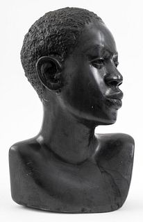 Marble Bust of a Young African Man Sculpture