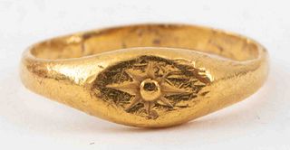 Vintage 24K Yellow Gold Gypsy Starburst Ring