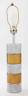 Modern Chrome and Gold-Tone Table Lamp