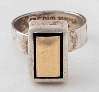 Christin Wolf Native American Silver/14K Gold Ring