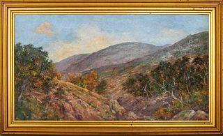 Signed Purple Mountain Landscape Oil on Canvas