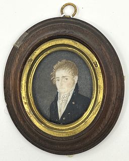 Early Miniature Portrait of a Man in a Blue Coat