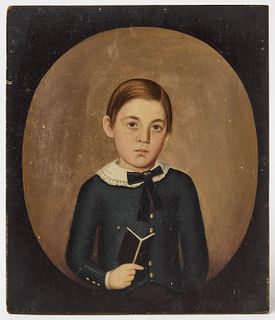 Fine Folk Art Portrait of a Boy