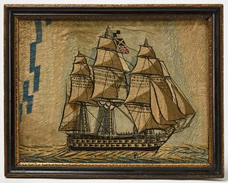Wool Work Picture of a Ship