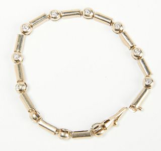 White Gold Link Bracelet with Diamonds