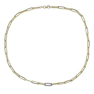 14k Gold Diamond Paperclip Necklace