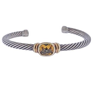 David Yurman 14k Gold Silver Citrine Cable Bracelet