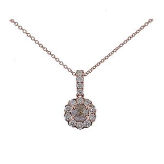 14k Rose Gold Fancy Diamond Pendant Necklace