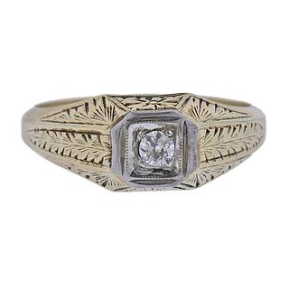 Art Deco 14k Gold Diamond Engagement Ring