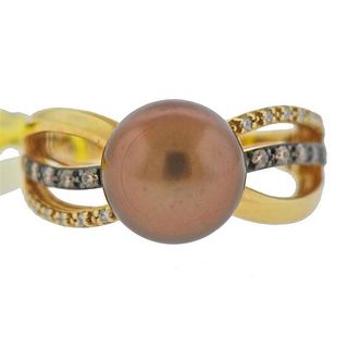LeVian Le Vian 14k Gold Chocolate Pearl Diamond Ring