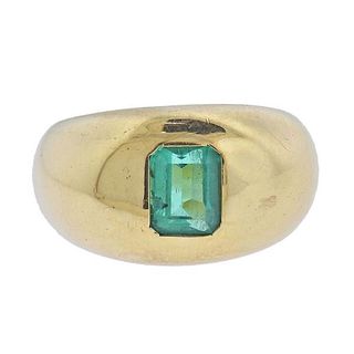 18k Gold Emerald Gypsy Ring