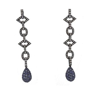 Sabbadini 18k Gold Diamond sapphire Drop Earrings