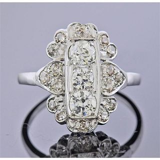 Midcentury Platinum Diamond Ring