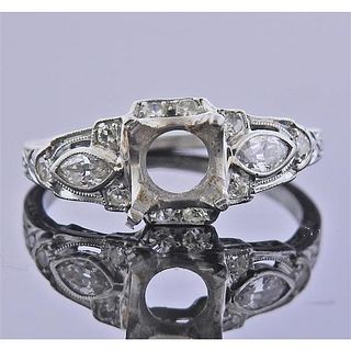 Art Deco Platinum Diamond Engagement Ring Setting