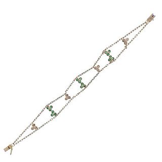 18k Gold Diamond Emerald Bracelet 