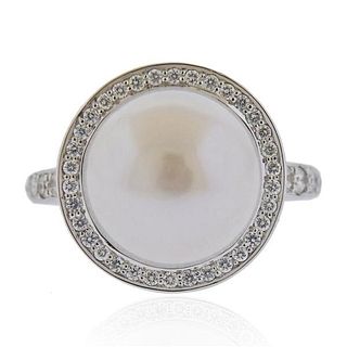 Mimi Milano 18k Gold Diamond Pearl Ring
