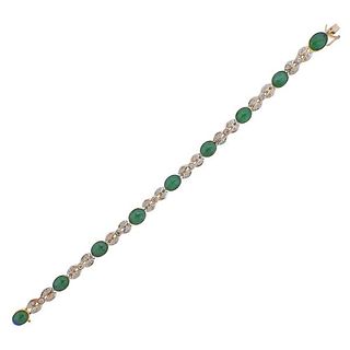 18k Gold Diamond Jade Bracelet 