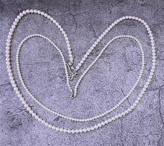 Mikimoto 18k Gold Pearl Necklace Lot of 2
