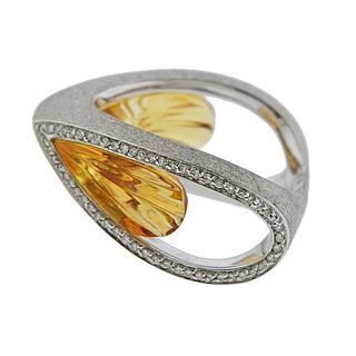 Io Si 18k Gold Citrine Diamond Ring