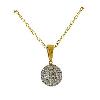 Gurhan Lentil 24k 18k Gold Diamond Pendant Necklace